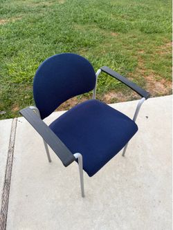Navy Blue Upholstered Office Guest Chairs – Metal Frame