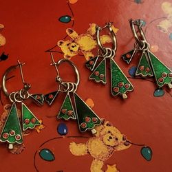 Two Pairs Of Christmas  Tree  EARRINGS 