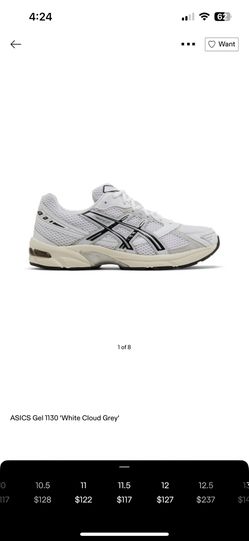 ASICS White/Cloud Gray Size 11 1/2