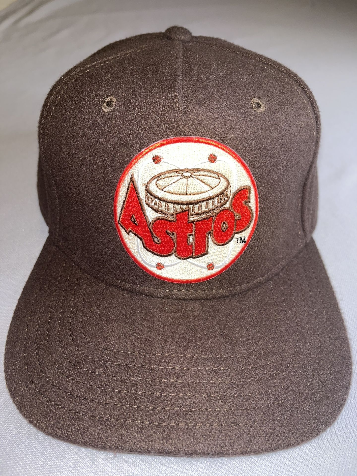 George Houston Astros Brown Wool Leather Strap Hat 