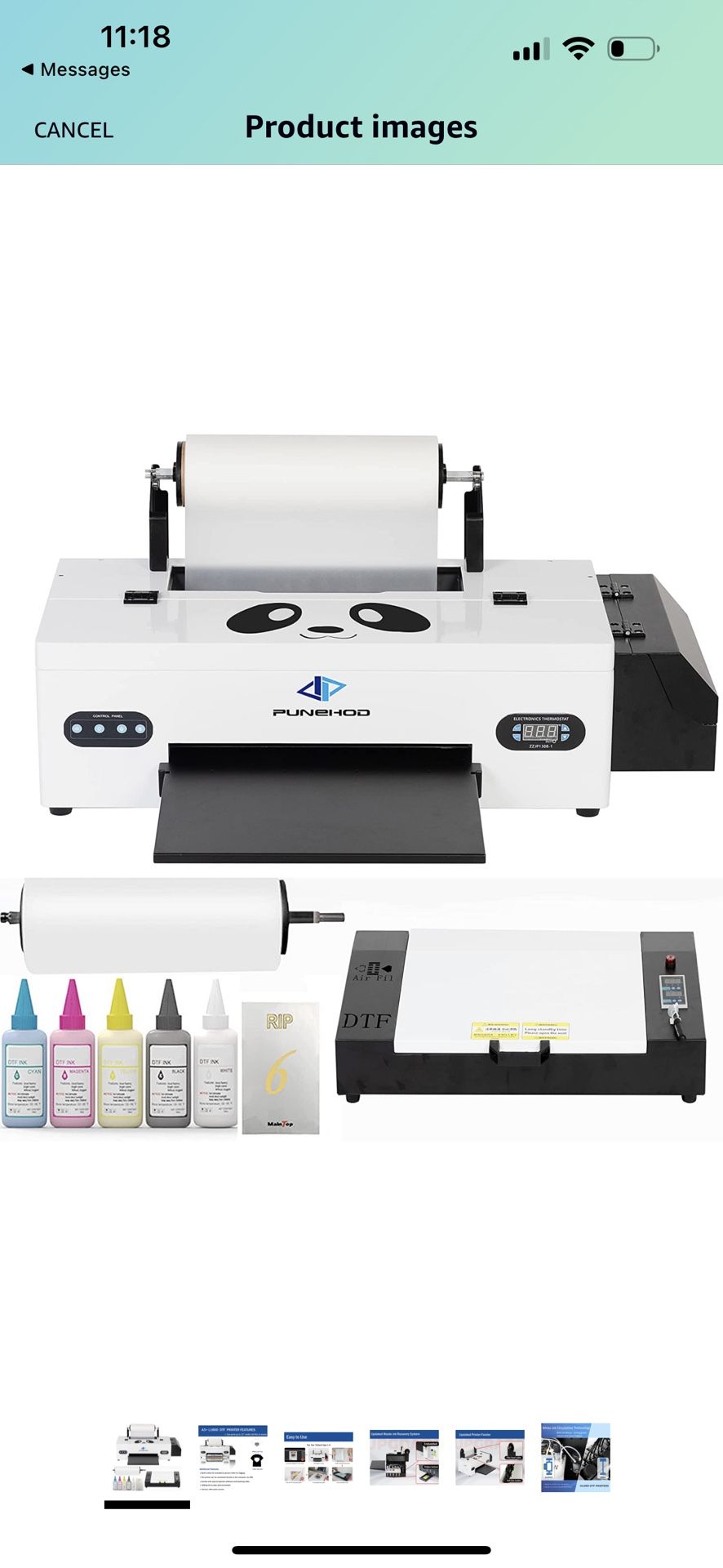 PUNEHOD L1800 DTF Transfer Printer with Roll Feeder,Direct to Film Print-preheating A3 DTF Printer for Dark and Light Clothing VS DTG Printer (A3 DTF