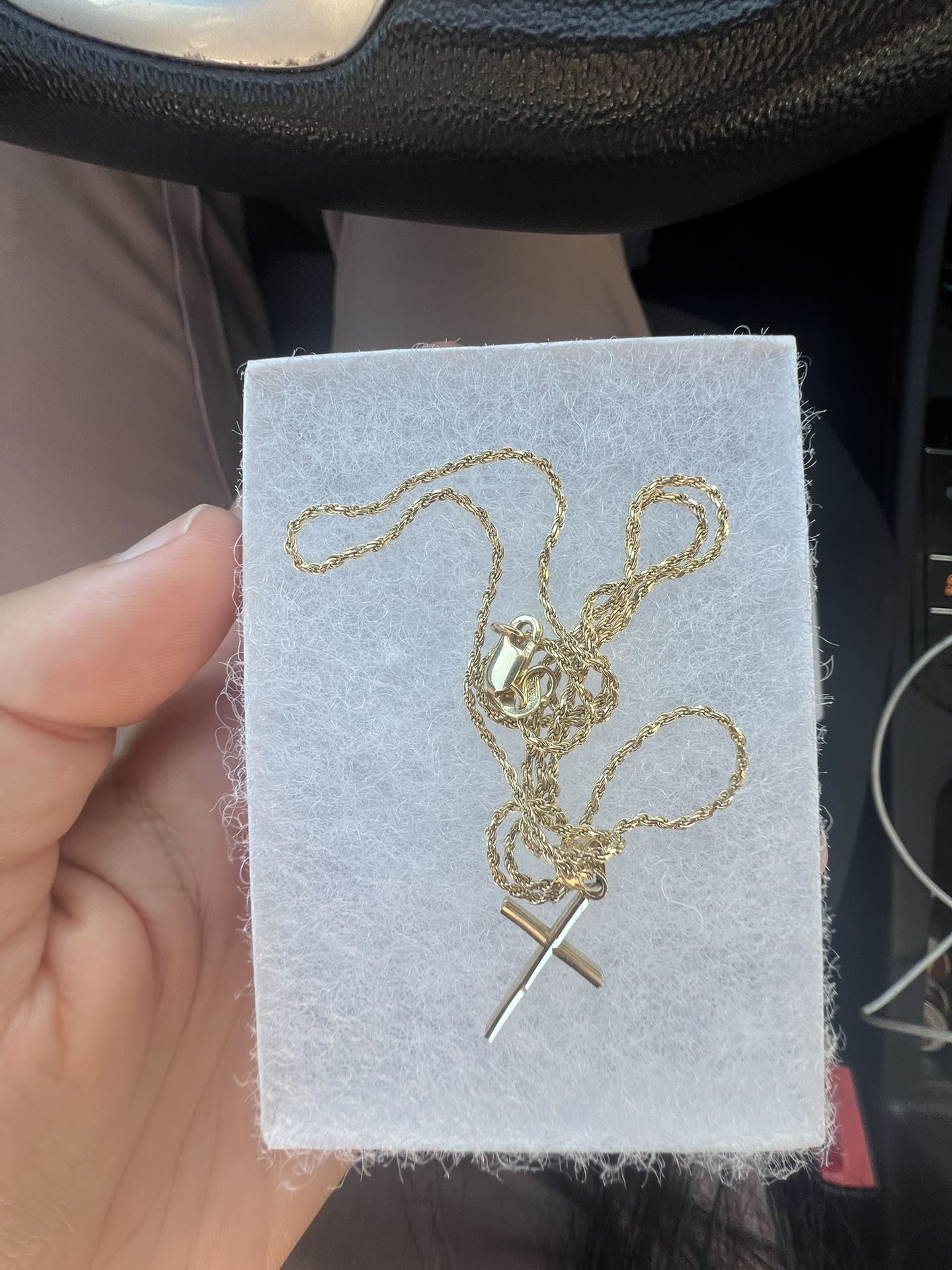 10 K Gold Chain And Cross Pendant 