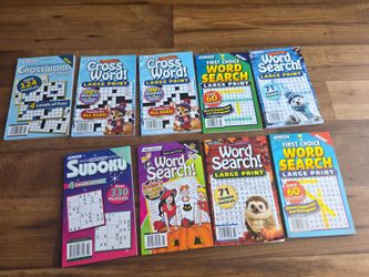 Lot of 9 Puzzle Books Word Search Crossword Sudoku