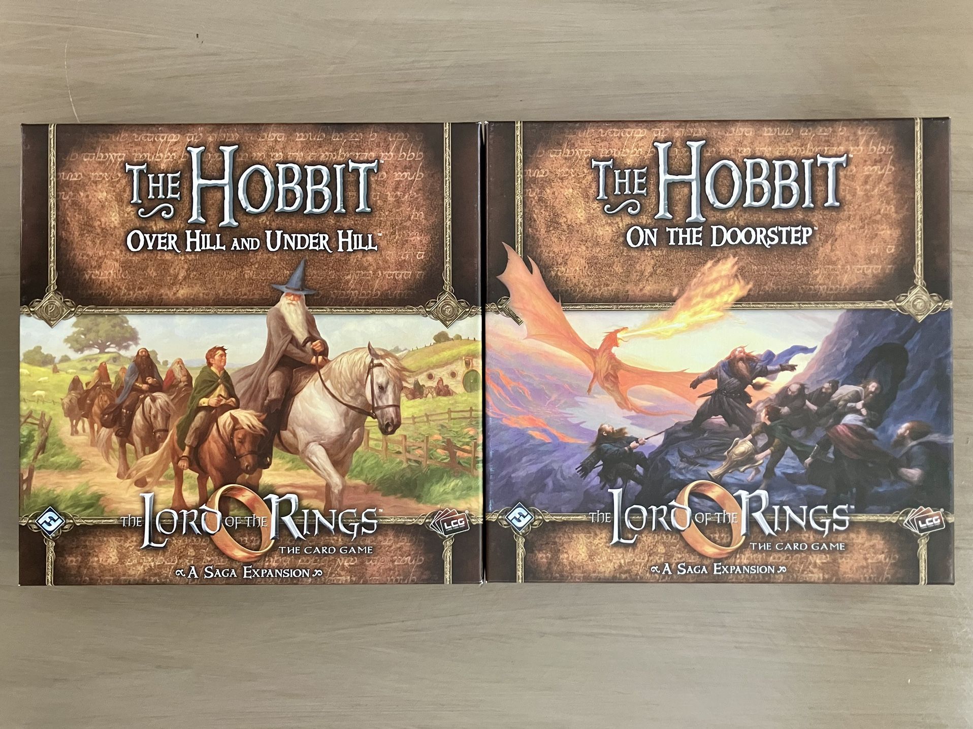 LotR LCG – Over Hill & Under Hill + On the Doorstep – Hobbit Saga Expansions OOP Fantasy Flight Games