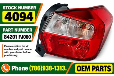2012-2016 SUBARU IMPREZA HATCHBACK/2013-2017 SUBARU XV CROSSTREK OEM REAR RIGHT HALOGEN TAIL LIGHT.
