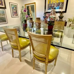 Solid Wood Dining Chairs (6) With Cane Back And Details Edges Price Is For Each