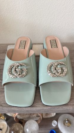 Authentic Gucci Crystal Double G Slides Baby Blue Size US 8–8.5 / EU 39