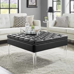 Inspired Home Skye Modern Ottoman Black 