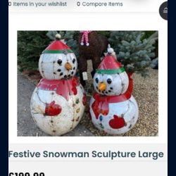 Upcycled Christmas Snowman Metal Sculpture (2)