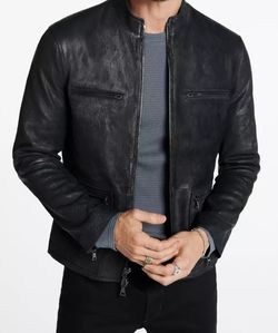 John Varvatos RYDER RACER size 50 leather jacket textured with lasers. MSRP $2,500