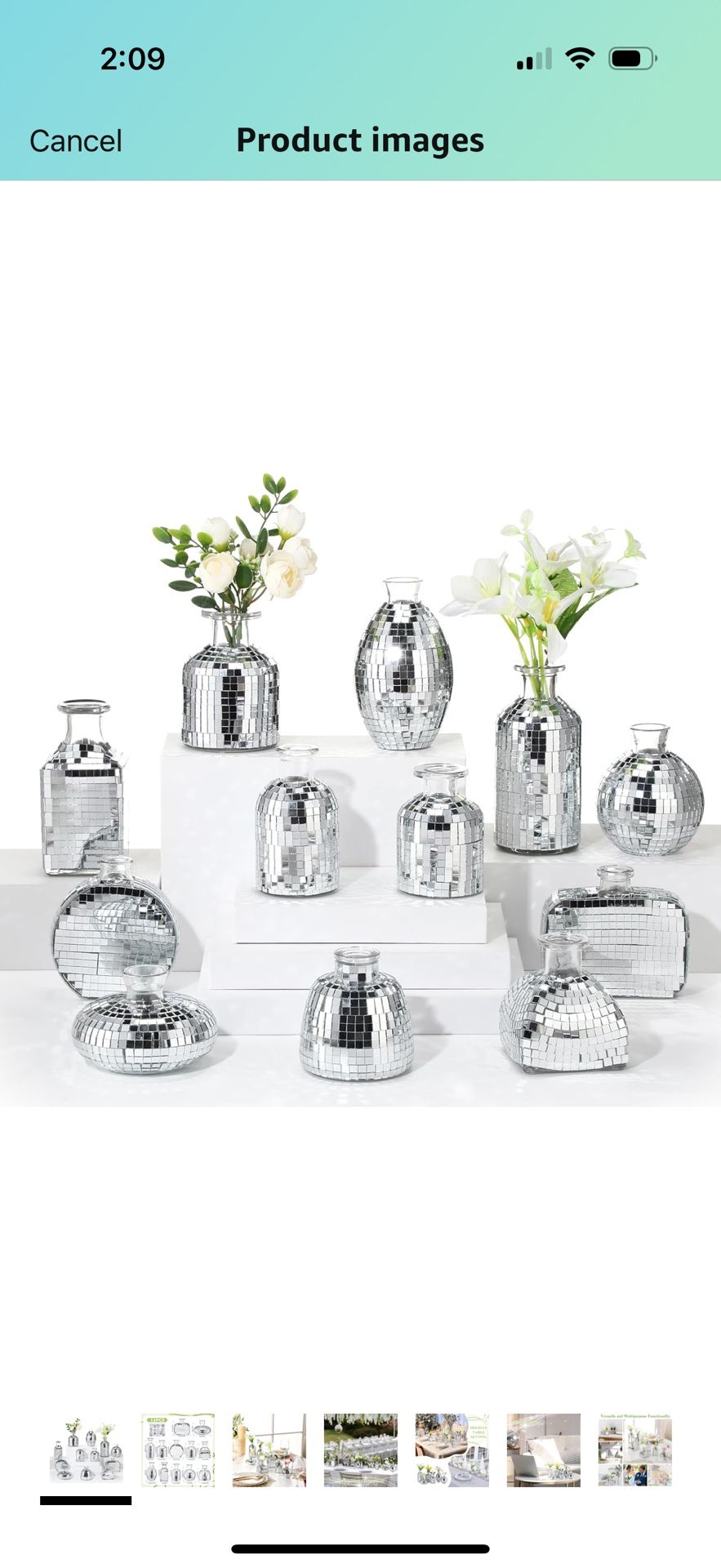  Pcs Mini Disco Ball Vase Bulk Glass Disco Ball Flower Vase Disco Ball Decorations for Party Wedding Birthday Home Bedroom Kitchen Office