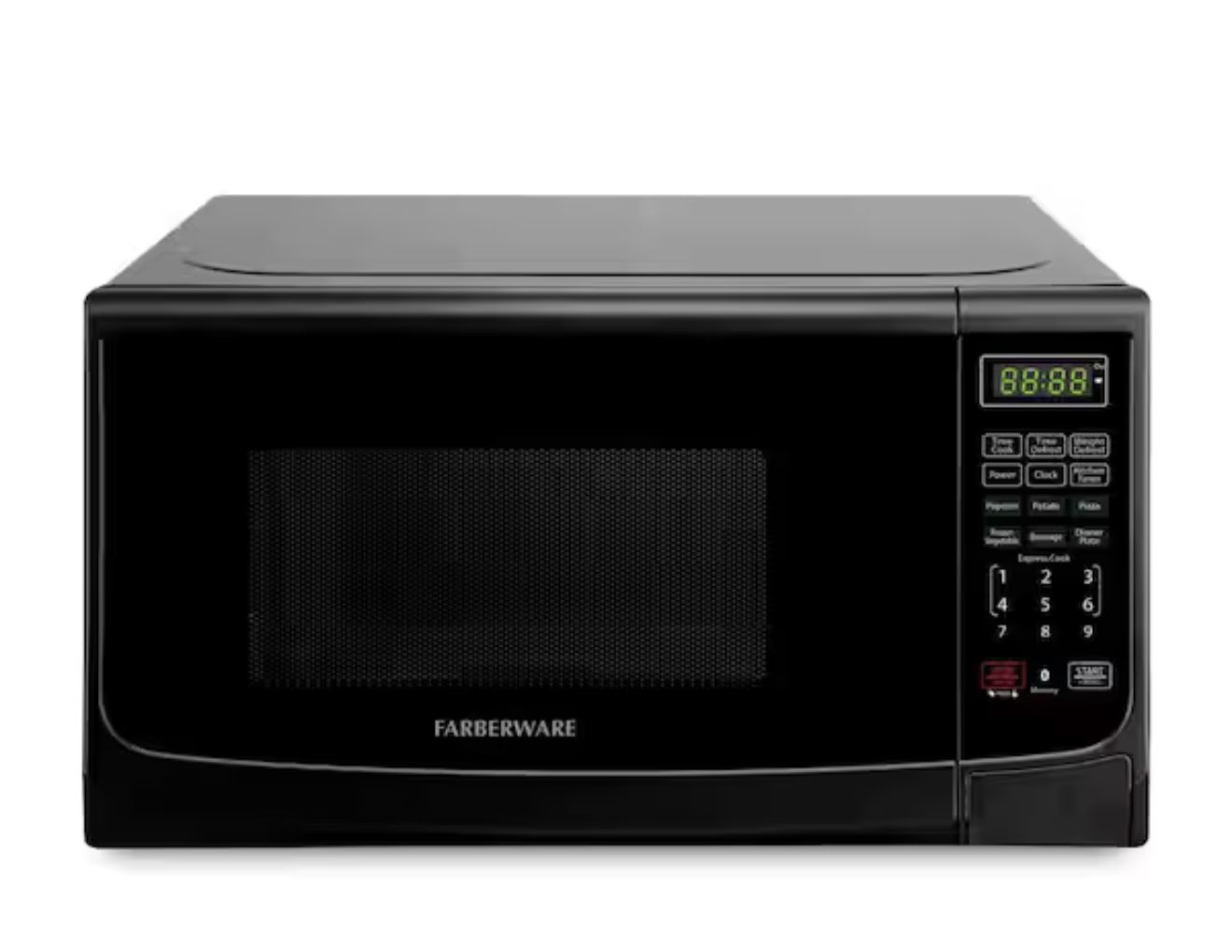 Farberware 900 Watt, 0.9 cu. ft., 19 in., Width Countertop Microwave Oven with LED Lighting and Child Lock, Black