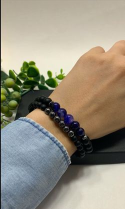 2pcs Adjustable Frosted Natural Stone Beads Bracelet Energy Stone Agate Beads