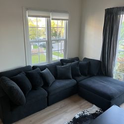 Black Velour Cloud Couch