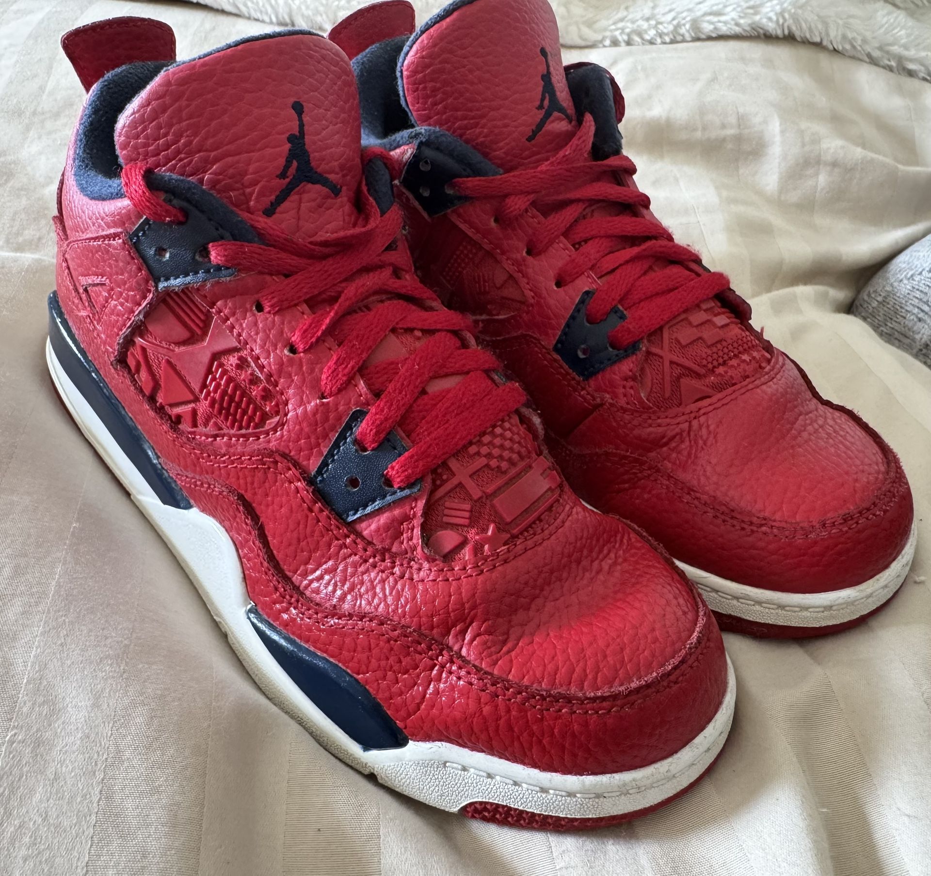Rare Nike Air Jordan 4 IV Retro GS PE Fiba Size 3.0 Y Sneakers Shoes Red Blue