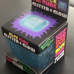 NeeDoh Nice Cube Blue Glitter and Glow Squishy Toy Stress 