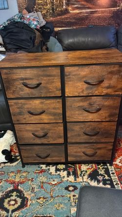 8-Drawer Rustic Wood and Metal Dresser