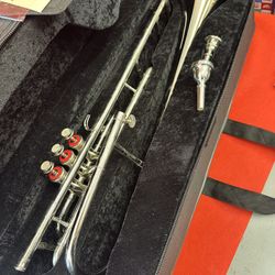 Nice Silver Valve Trombone with Large and Small Mouthpieces $440 Firm