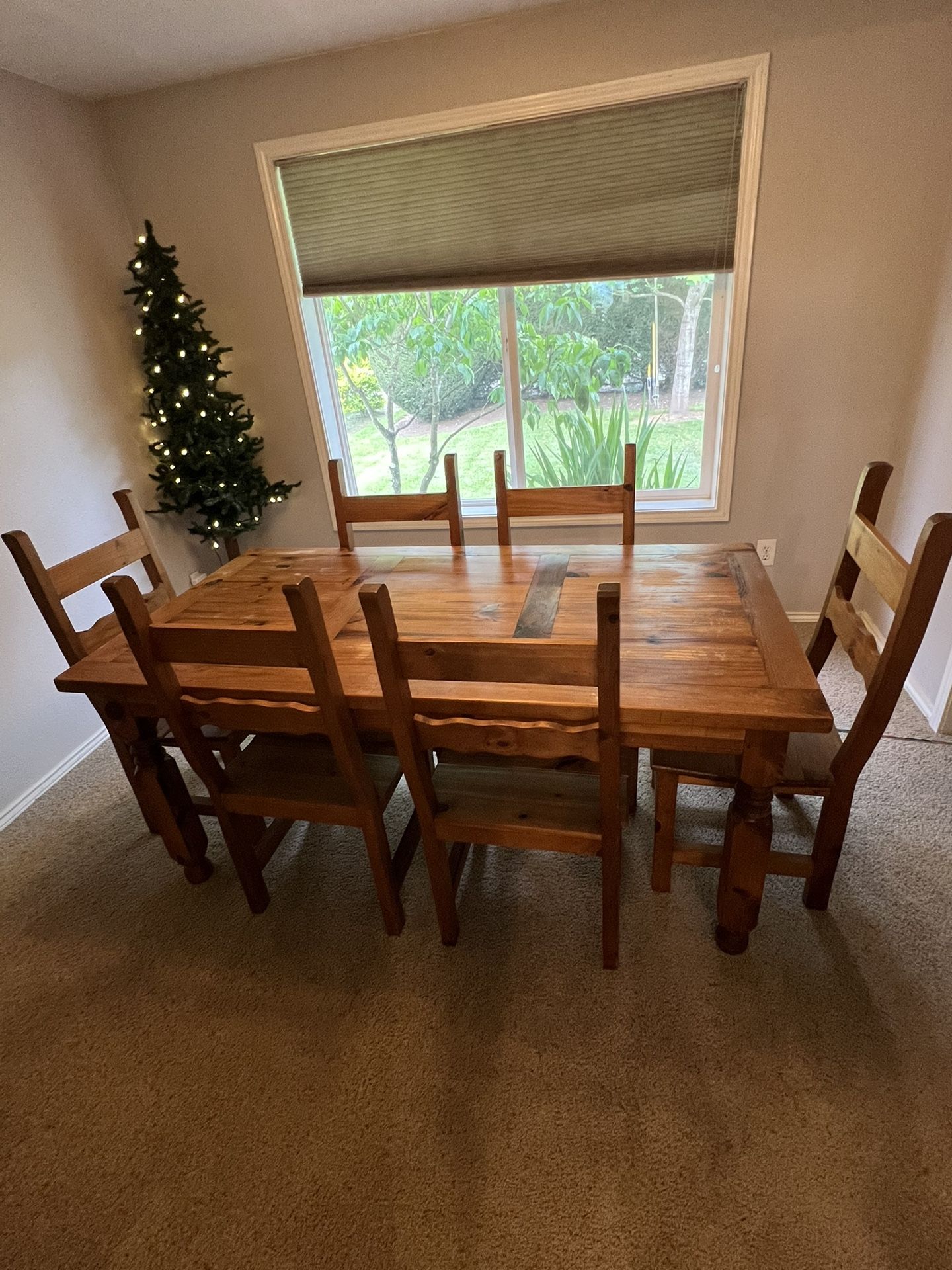 Natural Wood Dining Table 6 Seats
