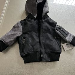 Urban Republic Hooded Faux Leather Baby Jacket New