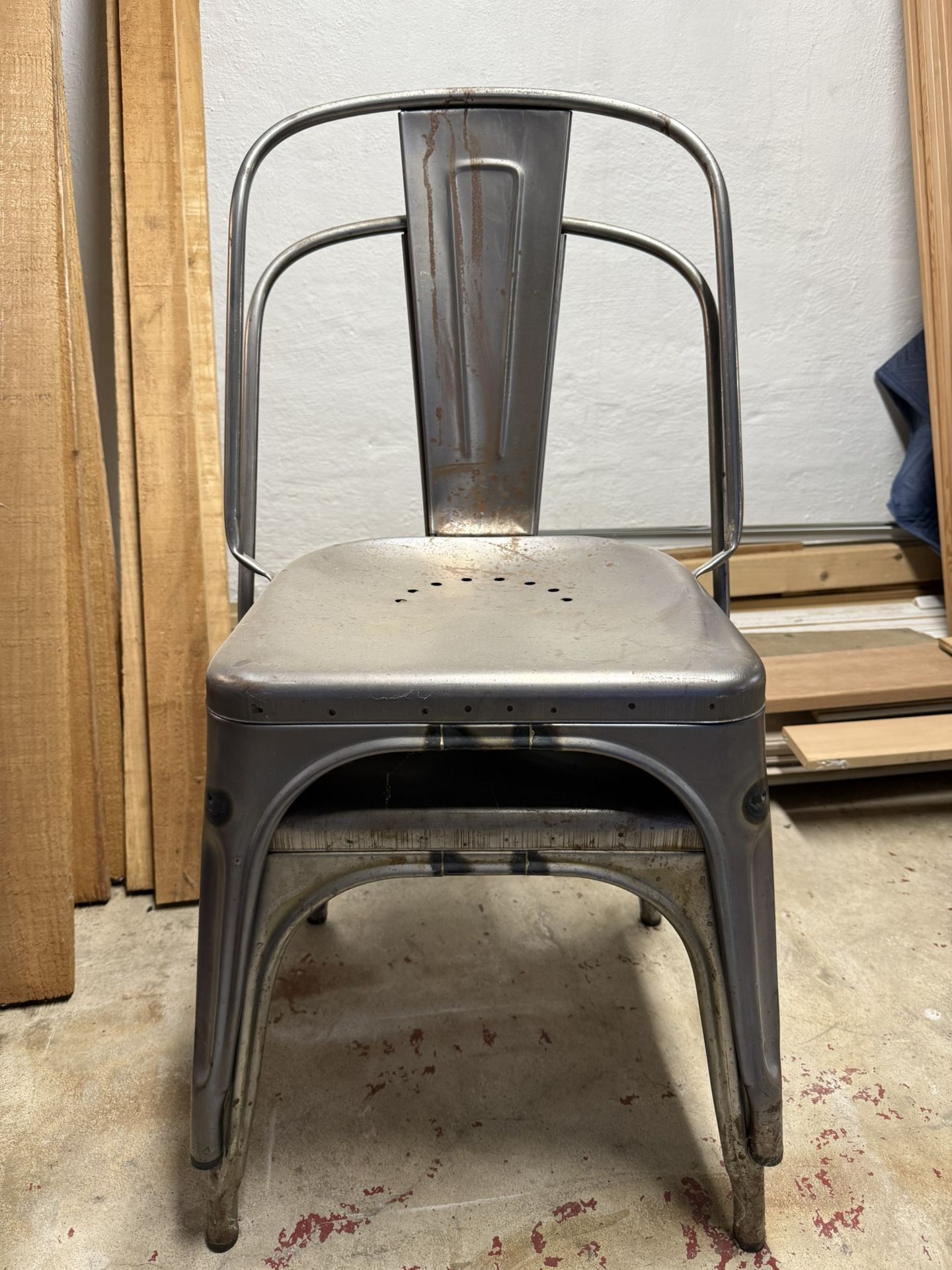 Tolix France- Armless Chairs in Gunmetal