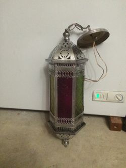 Antique hanging lanterns with color glass