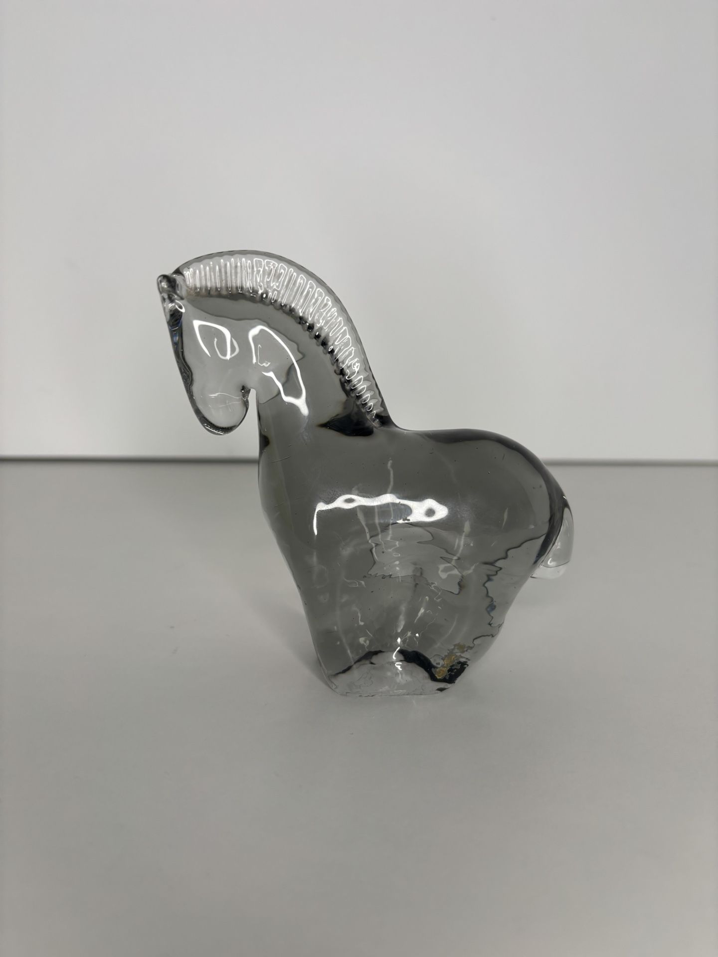 Reijmyre Swedish Smoked Gray Glass Horse