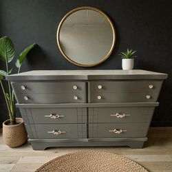 Vintage MCM Green Dresser 