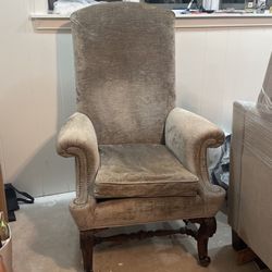 Beautiful Vintage Suede Olive green Accent Chair 