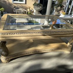 Glass Wood Coffee Table