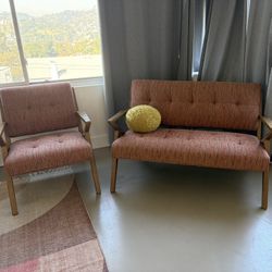 Mid Century Modern Loveseat And Chair