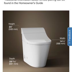 Brand new Kohler Fora one-piece smart toilet Never installed. Factory sealed box.  Features: • Heated seat • Warm-water bidet • Warm air dryer • Motio