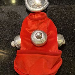 Alien Space Pet/Dog Costume for Halloween Red with Silver UFO’s