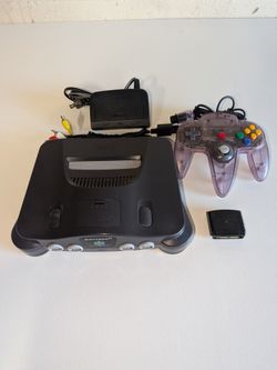 Nintendo 64 N64 Console Bundle + Atomic Purple Controller + Memory Pak