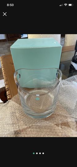 Tiffany Crystal Ice Bucket with side handles.