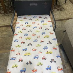 Toddlers Bed, Gray With Spiders Man