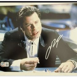 BAS COA JOHN TRAVOLTA SIGNED 8x10 PULP FICTION PHOTO BECKETT