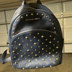 Michael Kors Blue Leather Gold Stud Backpack