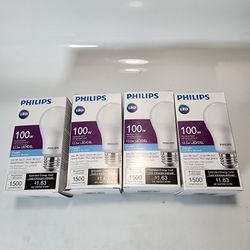 4x Philips 100-Watt Equivalent A19 Non-Dimmable Energy Saving LED Light Bulb
