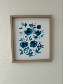 Wall Decor Blue Floral Art
