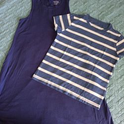 Set Of Blue Tshirt And A-line Dress