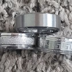 Men's Ring Set Of 3, Stainless Steel 