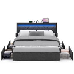 Queen Size LED bed frame and Headboard 