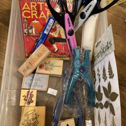 Bin full of Arts and Crafts Supplies