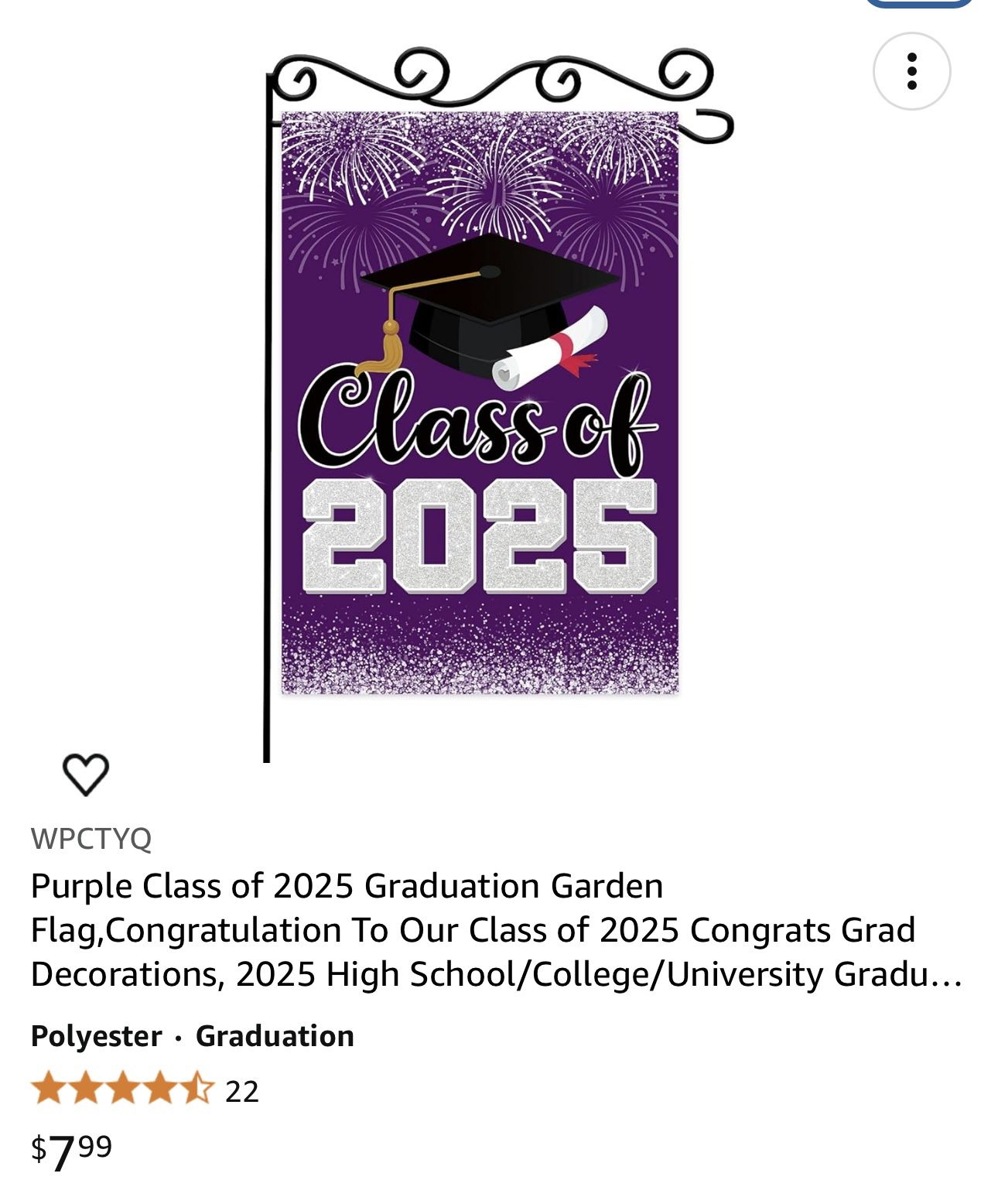 Class Of 2025 (Purple) Outdoor Garden Flags (Brand New) Used Once And Garden Flag Holders (Used Once)