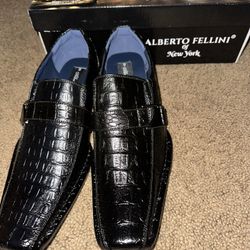 Alberto Fellini Dress Shoes Crocodile Leather Size 9