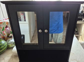 Black Wood Medicine Cabinet With Mirror Doors