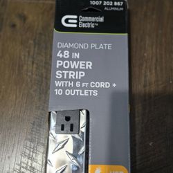 10 Outlet+2 USB Diamond Plate Power Strip 