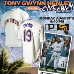 Brand New Padres Tony Gwynn Henley Jersey Shirt Size Medium