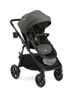 Joie Ginger 4-in-1 Convertible Pramette and Stroller, Height Adjustable seat, All-Wheel Suspension, Extra Storage – for Newborns and Toddlers (Evergre